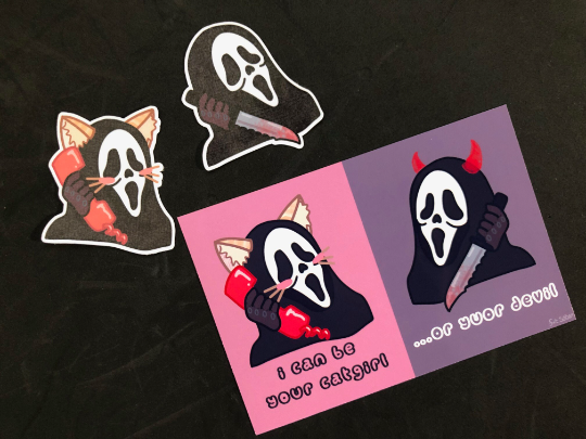 Ghostface Knife and Catgirl Stickers