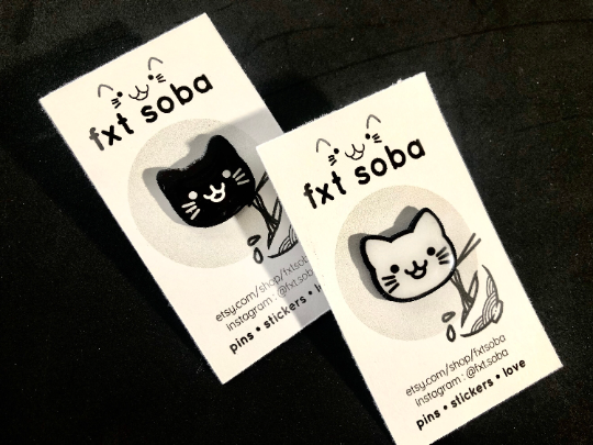 Black and White Cat Handmade Pins