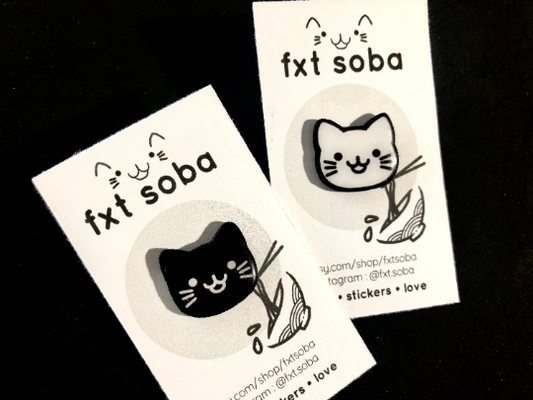 Black and White Cat Handmade Pins