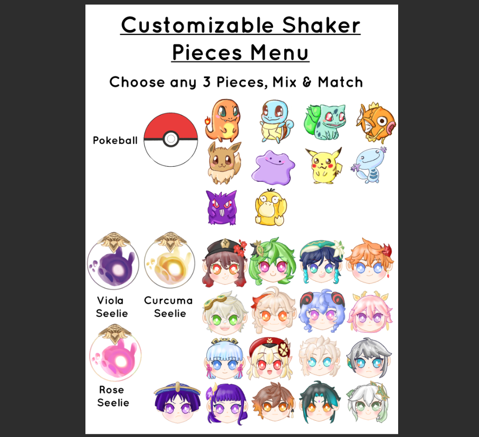 Customizable Keychains - Genshin Impact Seelie & PKMN Ball